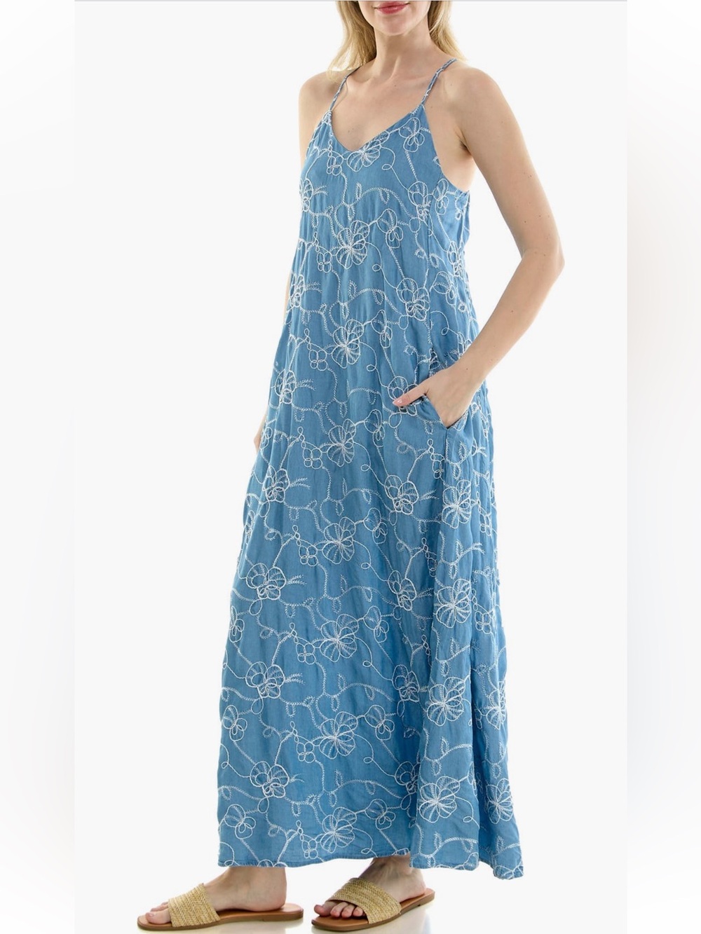 NWT Nicole Miller Floral Embroidered
Maxi Slipdress Sz: S